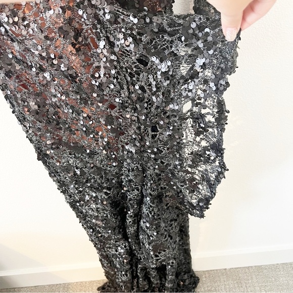 NBD Ice Melts Lace Maxi Dress Black Sequin Gown Revolve Size Small S NWT - Picture 6 of 8